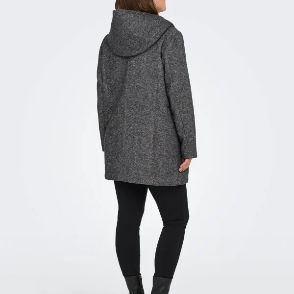 ABRIGO NEGRO Y GRIS CAPUCHA